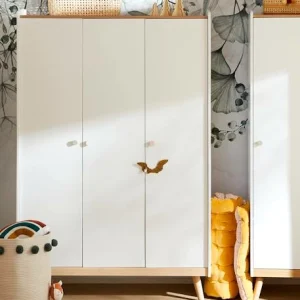 haute qualité Armoire 3 Portes LIGNE CONFETTI Blanc/bois – Vertbaudet 18