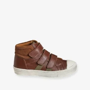 site pas cher Baskets Montantes Cuir Garçon Marron – Vertbaudet 10