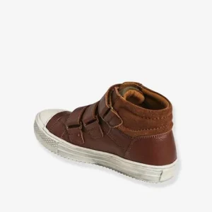 site pas cher Baskets Montantes Cuir Garçon Marron – Vertbaudet 12