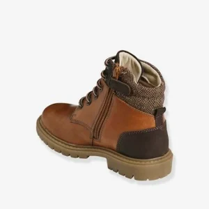 Bottines Crantées Lacées Et Zippées Cuir Garçon Marron – Vertbaudet grossiste 12