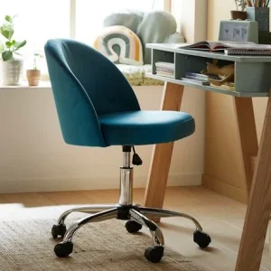 Chaise De Bureau à Roulettes Enfant En Velours Bleu/vert – Vertbaudet Vente 9