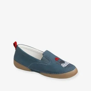 offre spéciale Chaussons élastiqués Garçon En Cuir Bleu – Vertbaudet 9