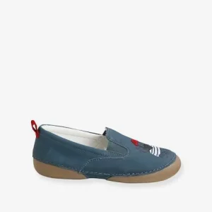 offre spéciale Chaussons élastiqués Garçon En Cuir Bleu – Vertbaudet 15