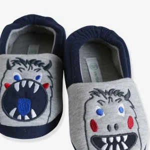 Chaussons Intérieur Velours Enfant Monstre Gris Chiné – Vertbaudet magasin pour 18