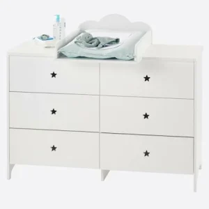 Commode 6 Tiroirs LIGNE SIRIUS Blanc Clair Uni – Vertbaudet magasins pour 10