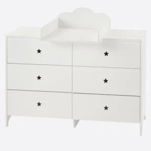 Commode 6 Tiroirs LIGNE SIRIUS Blanc Clair Uni – Vertbaudet magasins pour 12