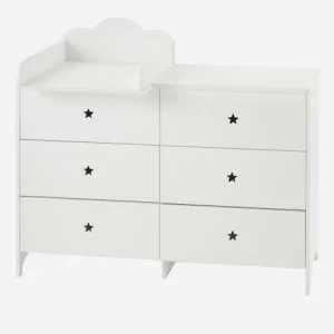 Commode 6 Tiroirs LIGNE SIRIUS Blanc Clair Uni – Vertbaudet magasins pour 14