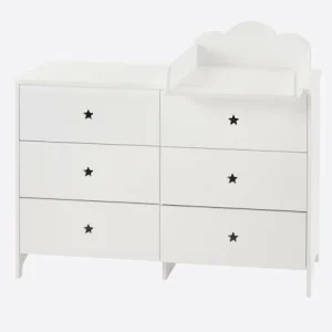 Commode 6 Tiroirs LIGNE SIRIUS Blanc Clair Uni – Vertbaudet magasins pour 16