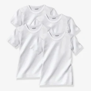 Lot De 4 T-shirts Garçon BASICS Blanc – Vertbaudet achetez pas cher 7