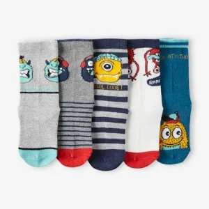 magasin paris Lot De 5 Paires De Chaussettes “monstres” Garçon Lot Vert – Vertbaudet 7