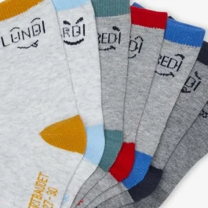 vente en ligne pas cher Lot De 7 Paires De Chaussettes Semainier Fun Gris Chiné – Vertbaudet 6