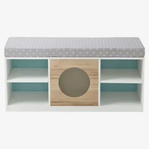 Meuble 2 En 1 Rangement + Banquette Hublot Blanc/bois – Vertbaudet Top ventes 9