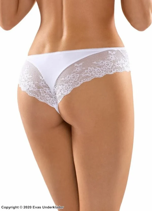 Pas Cher soldes France Brazilian Panties, Lace Inlays, Flowers 1